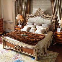 European solid wood fabric double French 1 8 meters nuptial bed villa bed handmade custom bedroom furniture
