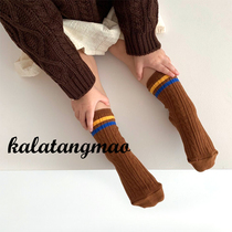 Kara Tang cat Korea imported childrens clothing High-play comfortable striped side four pairs of pit socks 828