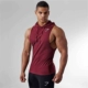 Cơ bắp anh em thể thao vest thể thao nam tay áo hoodie Slim cotton vest rắn màu áo trùm đầu áo thun áo khoác tập gym