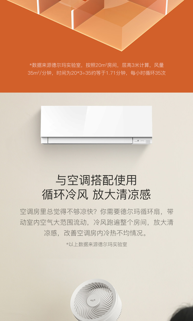 小米生态链 德尔玛 台式智能遥控空气循环扇 图6