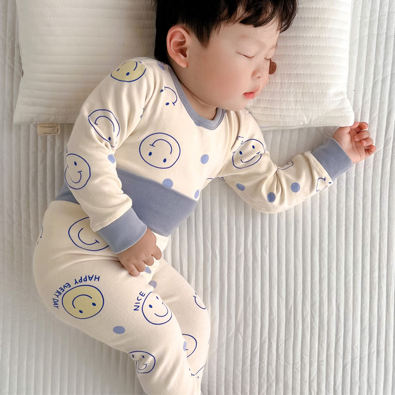 Baby Autumn Clothes Autumn Pants Suit Pure Cotton Children Underwear High Waist Belly Protection Autumn Winter Thick boy girl's pyjamas warm-Taobao