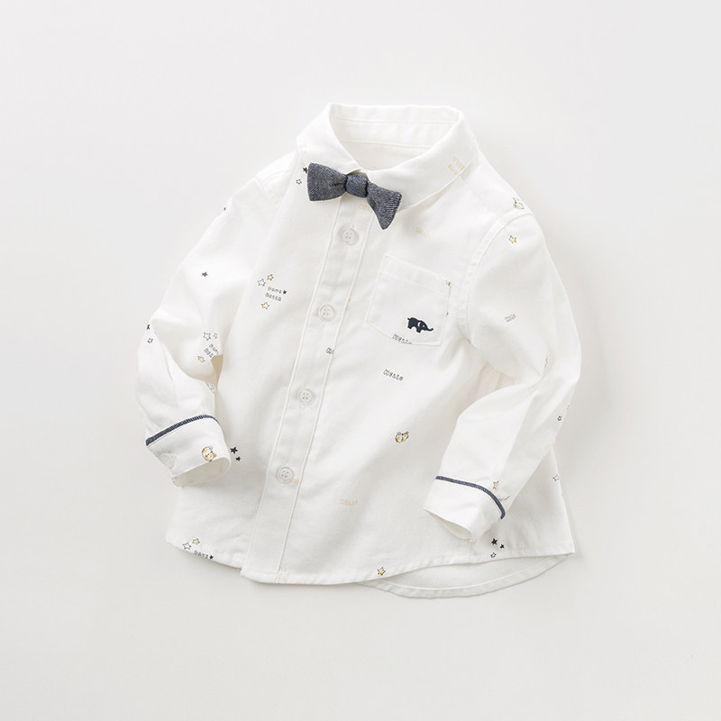 (Unavailable) David Bella Infants and Children's Clothing Spring and Autumn Boys and Girls Baby Cotton Cat Bow Tie Long Sleeve Shirt