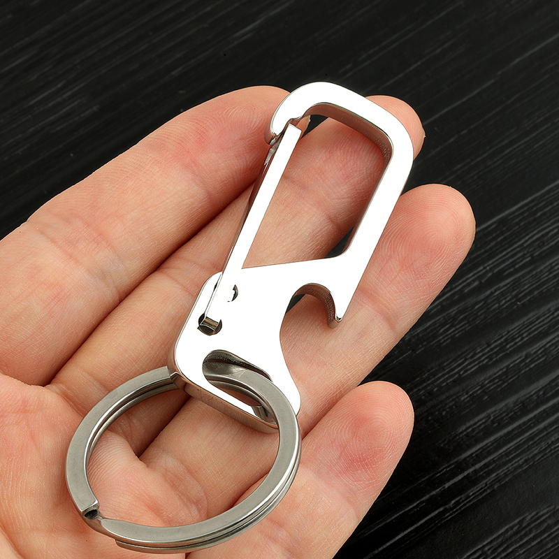 Creative Stainless Steel Waist-Hanging High-End Men's Car Keychain Combination Personalized Key Ring Pendant with Laser Engraving
