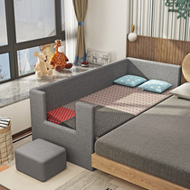 Solid Wood Childrens Bed With Guardrails Girl Crib Side Bed Soft Bag Cloth Art Ducal Edge Widening Small Bed Splicing Large Bed