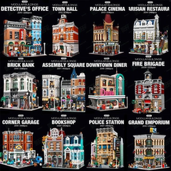 Street View Series Corner Boutique Hotel Bookstore City Architecture Small Town House Educational Building Blocks Toy Gift