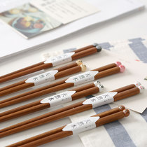 Creative cartoon animal chopsticks children home Korean wooden pointed couple chopsticks Chopsticks non-slip cute gift zakka