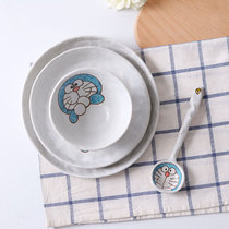 Jingdezhen ceramic cartoon plate hand-painted Dingdang cat eating bowl cute childrens tableware rough fruit flat plate