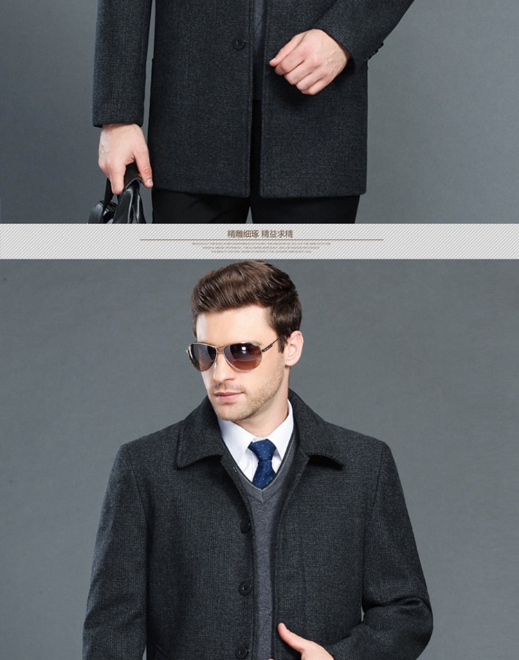 Áo khoác gió nam trung niên trong phần dài của áo len cashmere bố 195 cỡ lớn 200 kg XXXXL áo khoác nam