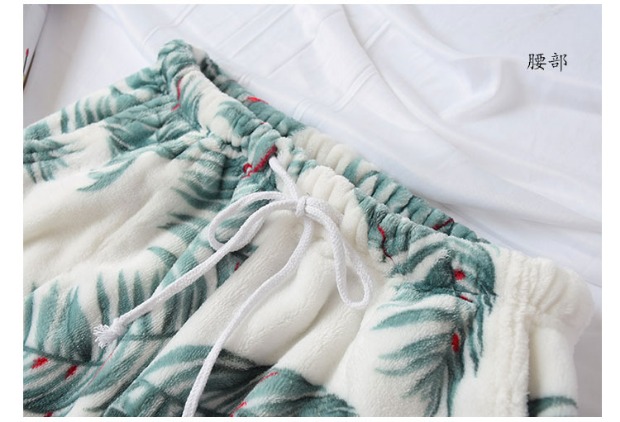 Mùa thu và mùa đông đồ ngủ flannel phụ nữ thẳng dài lỏng lẻo lông cừu san hô nhà quần tươi ins gió cá tính quần sooc nam