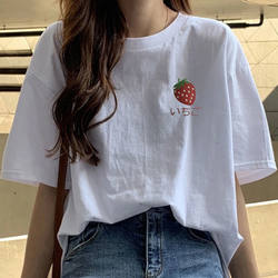 100% cotton short-sleeved t-shirt women's white bottoming shirt summer new Korean style student loose printed top ins trend