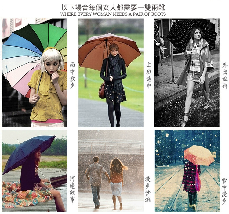 Giày đi mưa nữ Giày ống ngắn ống cao su nông Giày nữ ấm áp cắt thấp giày chống trượt không thấm nước