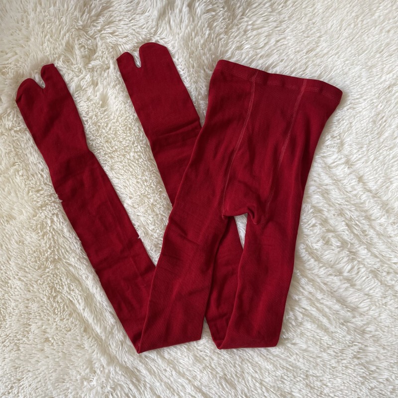 New Colors Have Arrived! New Year's Red Split-Toe Tights, Slightly Elastic, Non-Binding Two-Toe Leggings, Tabi Leggings