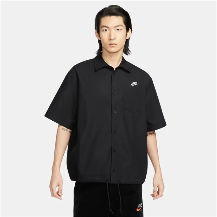 Nike Men's Short-Sleeved Shirt, Sports and Leisure, Adjustable Hem, Single-Breasted Buttons, Fn3903-010