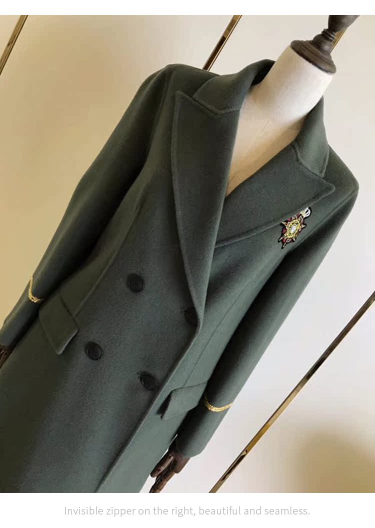 Áo khoác len cashmere hai mặt nữ dài phần phiên bản Hàn Quốc của áo khoác len thủ công mới bằng len - Áo khoác dài áo măng tô nữ