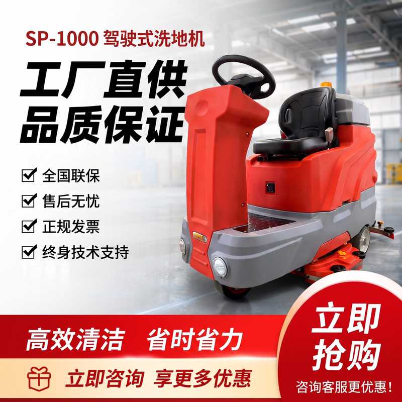 Ride-On Floor Scrubber Sp1000 for Factory Workshops, Shopping Malls, and Basements, Integrated Sweeping and Mopping Cleaning Machine Ride-On Floor Scrubber Sp1000 for Factory Workshops, Shopping Malls, and Basements, Integrated Sweeping and Mopping Cleaning Machine
