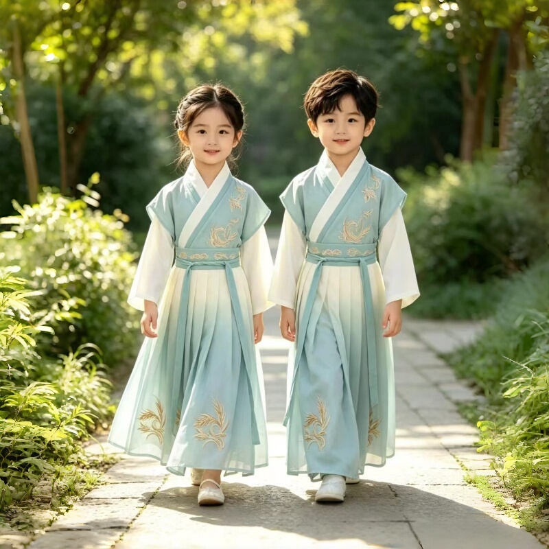 Hanfu Chinese Style Children's Hanfu Unisex Song Dynasty Ancient Style Traditional Chinese Performance Clothing Spring and Autumn Style Super Handsome Young Gentleman