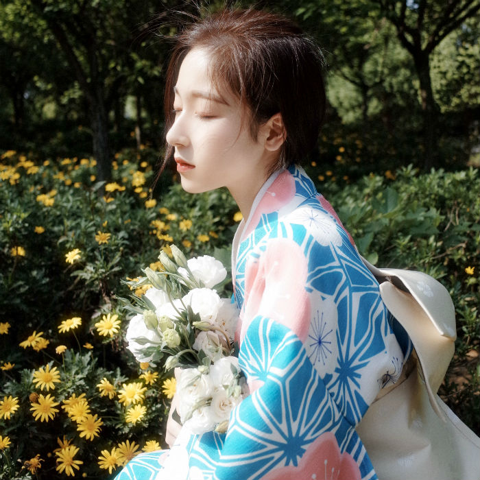 Mountain bird and color spring and summer new Japanese style yukata female retro girl dress improvement kimono now spring