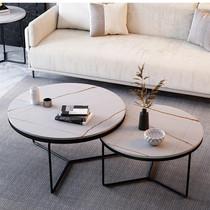 Italian minimalist coffee table home clothing store modern round table slate Nordic small and medium-sized living room round side table