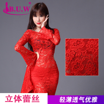 buw belly dance new 2018 practice uniforms three-dimensional pattern lace exercise suit one-piece master dress 8088