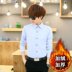 15 mùa thu và mùa đông nam dày đặc màu sắc cộng với áo sơ mi nhung ấm áp phiên bản Hàn Quốc của giới trẻ tự trồng kinh doanh quần áo sơ mi trắng đen dài tay sơ mi họa tiết Áo