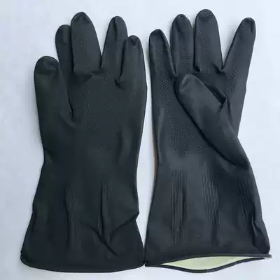 10 pairs of black industrial latex gloves double-layer thick non-slip waterproof, acid-resistant and anti-oil work men and women