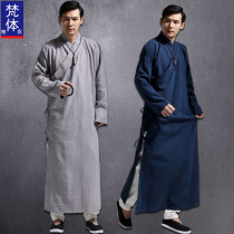 Republic of Republics retro-style linen clothes linen in Chinese style Tang suit long style gown male Chinese style meditation sweatshirt