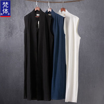 Donts male outings long shirts linen horse great mandarin chinese style zen chinese style medias tea suit gowns cotton linen meatlea