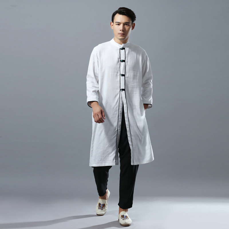 Cotton Sweater Man Fall Chinese style Retroit Seven-sleeved Costume Costume Costume Reformed Clothes