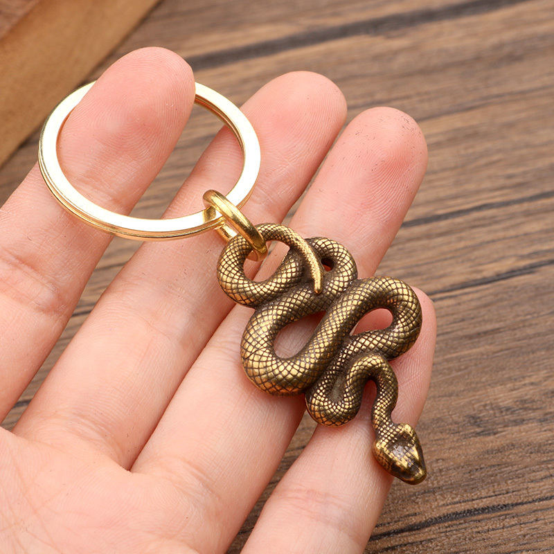 Brass Keychain Pure Copper Vintage Snake Antique Zodiac Car Key Chain Pendant Accessory Gift Small Pendant Brass Keychain Pure Copper Vintage Snake Antique Zodiac Car Key Chain Pendant Accessory Gift Small Pendant