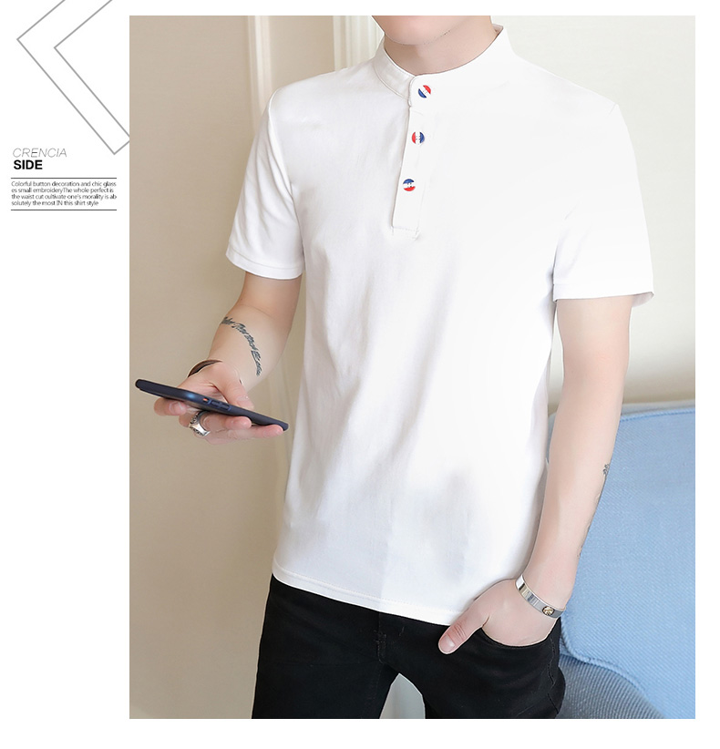 [95% cotton 5% spandex] áo thun nam ngắn tay ve áo polo áo sơ mi thương hiệu xu hướng quần áo nam nửa tay áo - Polo áo polo nam đẹp