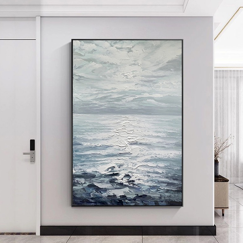 Hand-painted oil painting simple modern three-dimensional thick oil knife painting decorative painting porch hanging painting abstract large mural large size