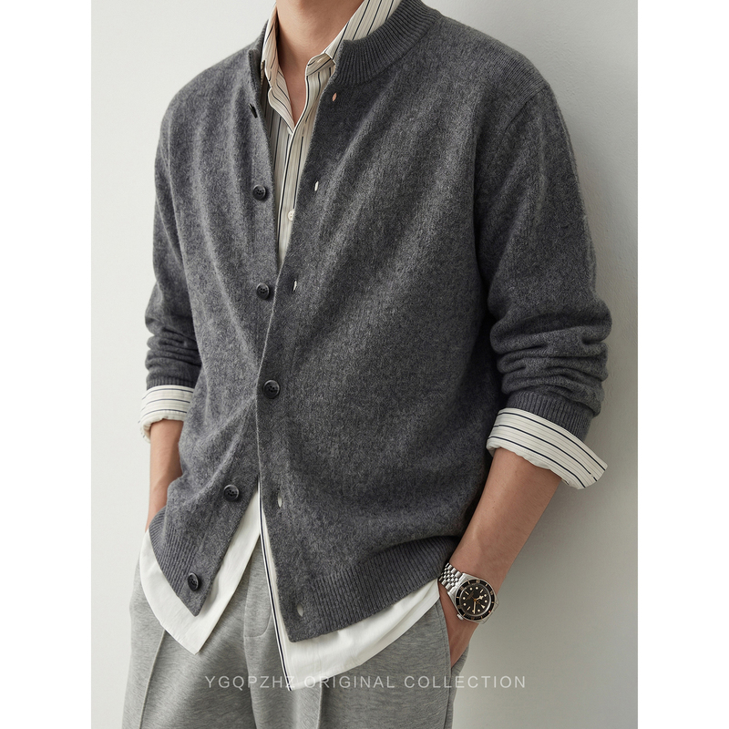 Budapest Gallery Old Money Style Wool Blend Knitted Cardigan Jacket Men's 2026 Autumn/Winter Casual Sweater Men Budapest Gallery Old Money Style Wool Blend Knitted Cardigan Jacket Men's 2026 Autumn/Winter Casual Sweater Men