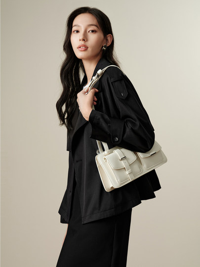 Jiu Zi Anna Kou Retro British Style Lapel Drawstring Short Trench Coat Ageless Style Petite Short Jacket Women's Autumn Wear