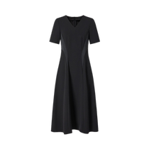 Jiuzi Annako simple and elegant clean fit patchwork waist small V-neck dress women 2024 summer new style