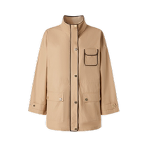 The same style as the shopping mall JZ Jiuzi temperament stand collar commuting contrasting color windbreaker womens 2024 autumn new JWDQ41301