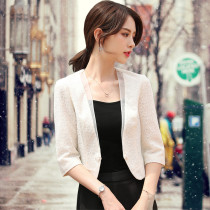  Small blazer womens ultra-short spring and autumn high waist thin lace cardigan top summer outer small suit