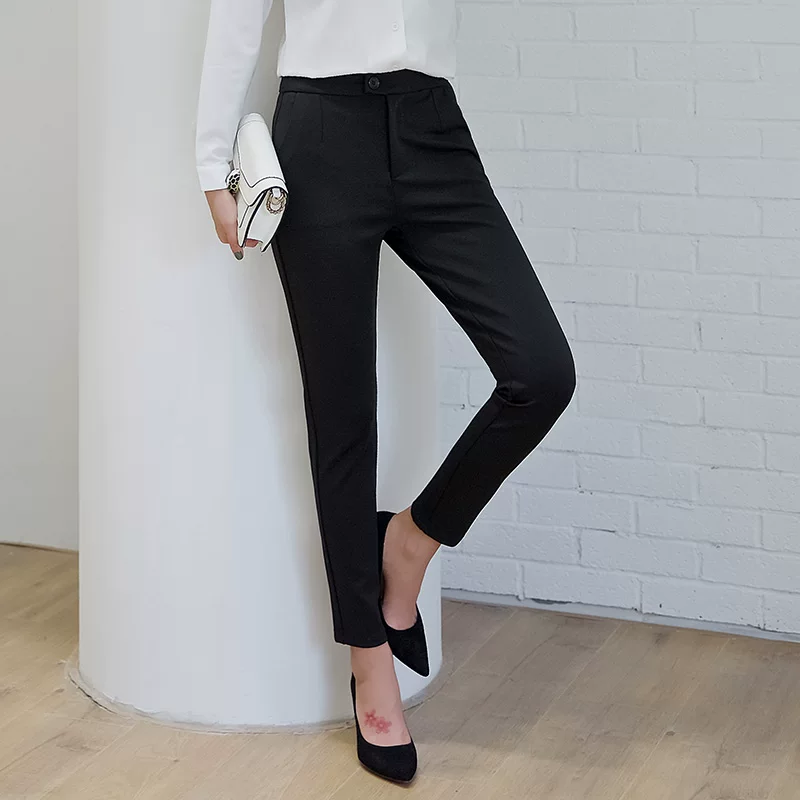 Пасмурный (оригинал: Autumn fitted black trousers, elastic suit for leisure, 2018, Korean style, high waist, tight)