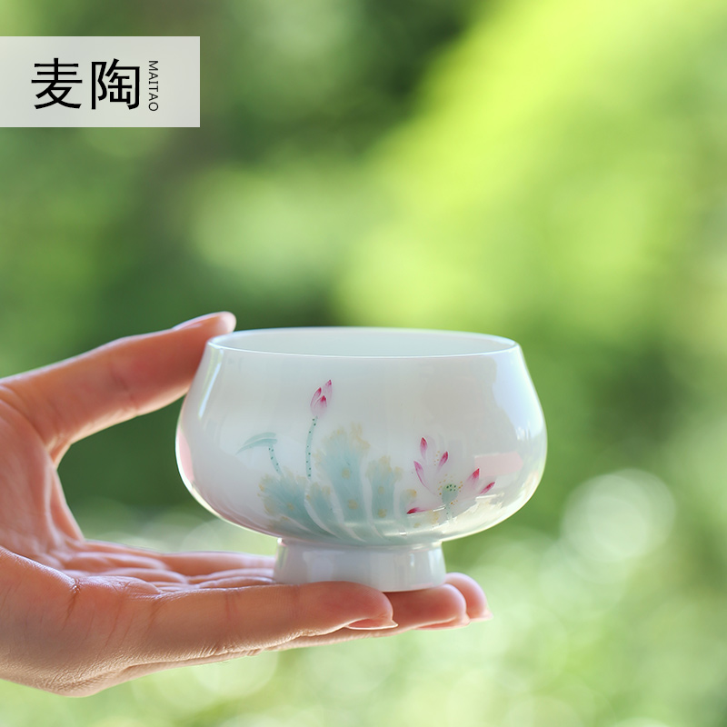 MaiTao jingdezhen bucket fish fun color lotus tea set single cup home hand - made master kung fu tea cups sample tea cup cup