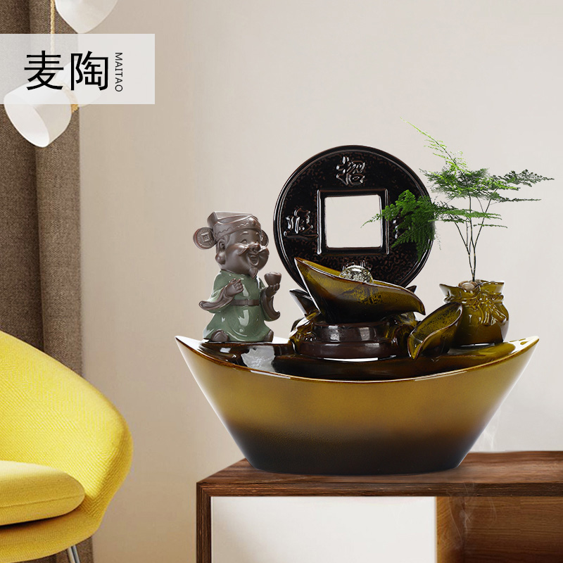 MaiTao water fountain furnishing articles ceramic feng shui plutus humidifier tank opening gifts sitting room office decoration