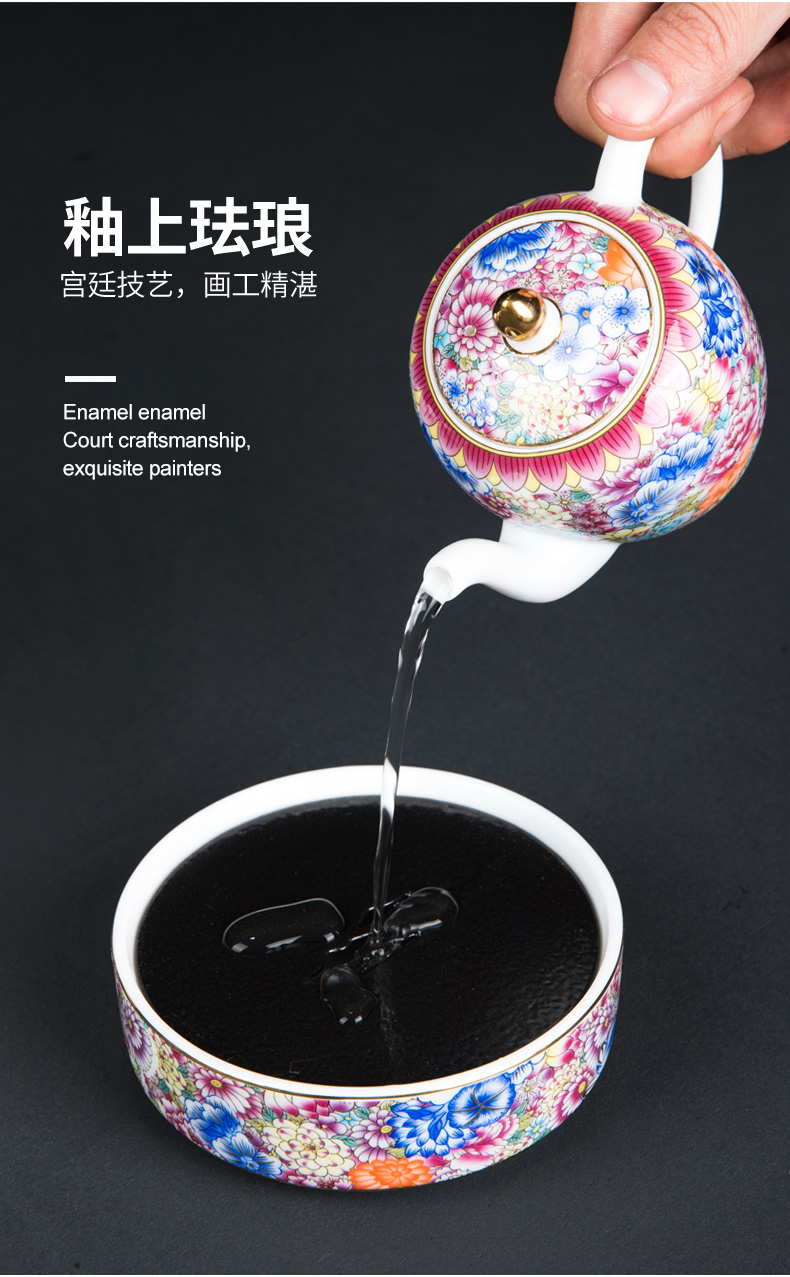 MaiTao colored enamel high - grade ceramic tea set suit household of Chinese style antique teapot tea pot on the whole