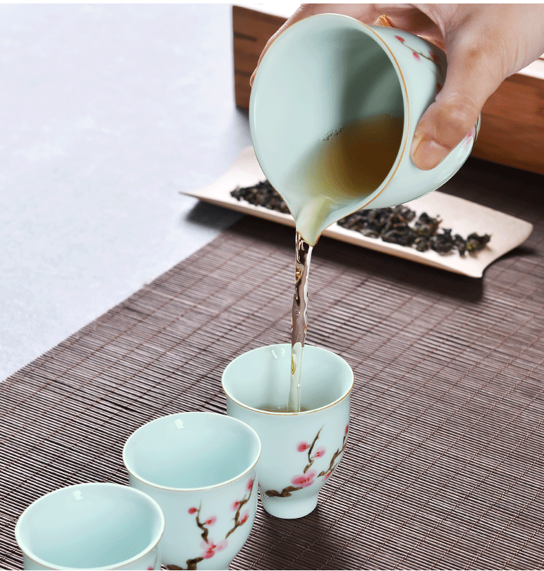 Mike some ceramic China cups tall foot cup sample tea cup hand - made name plum ceramic kung fu tea set master octagon cup