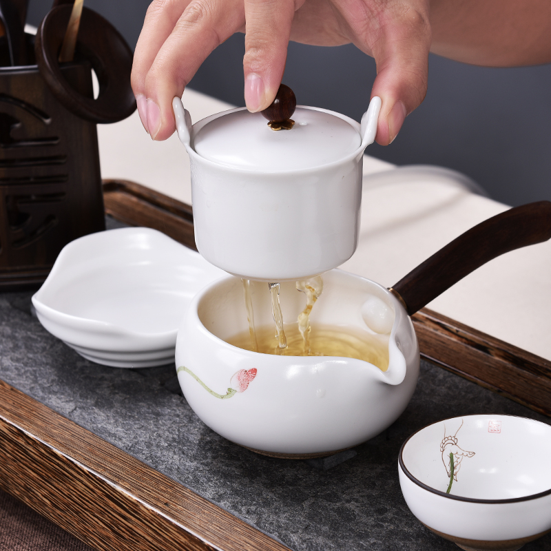 MaiTao chicken wings wood sharply stone solid wood tea tray tea set suit household hand draw a complete set of kung fu tea set a pot of four cups