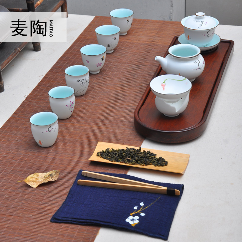 MaiTao hand - made cotton and linen table flag tea towel tea bamboo tea, enjoy tea holder ChaGa kung fu tea set spare parts