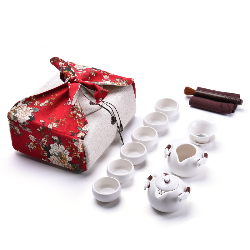 MaiTao kung fu tea teapot teacup receive bag bag in box of a pot of six cups of portable travel bag in ceramic gift box