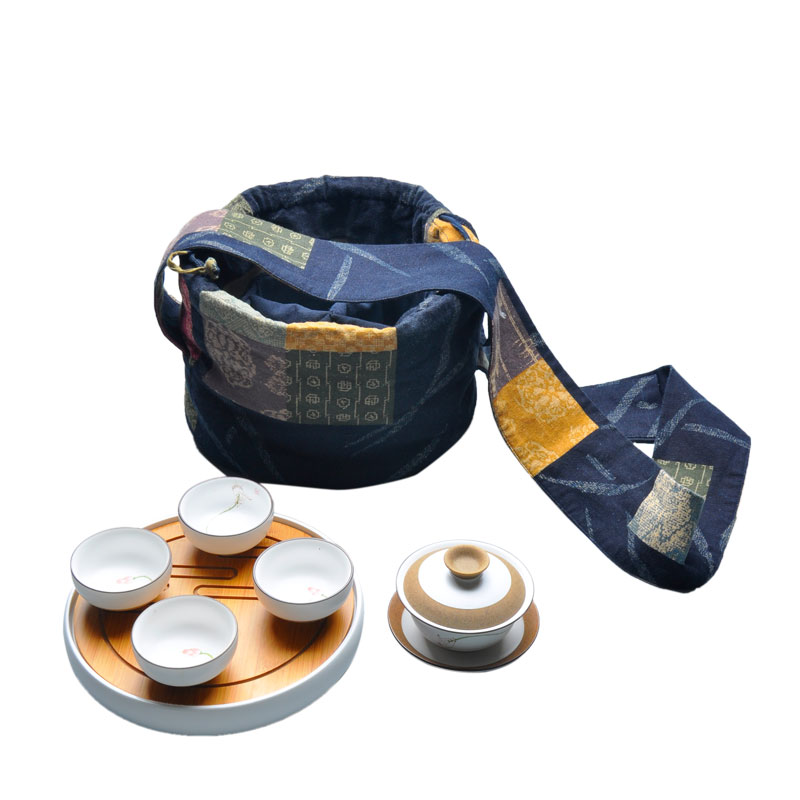 Travel MaiTao portable cotton and a pot of four cups of kung fu tea set to receive a bag bag teapot teacup tea tray tea sea