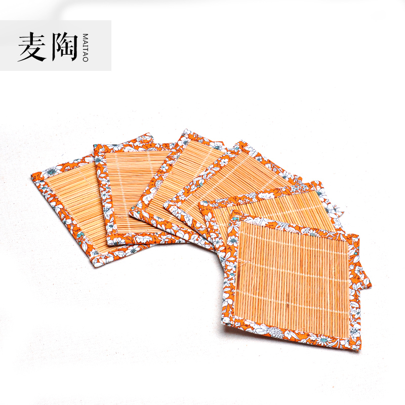 MaiTao cotton and linen natural bamboo cup mat hand - made cloth art linen pot pad kung fu tea tea accessories insulation pad