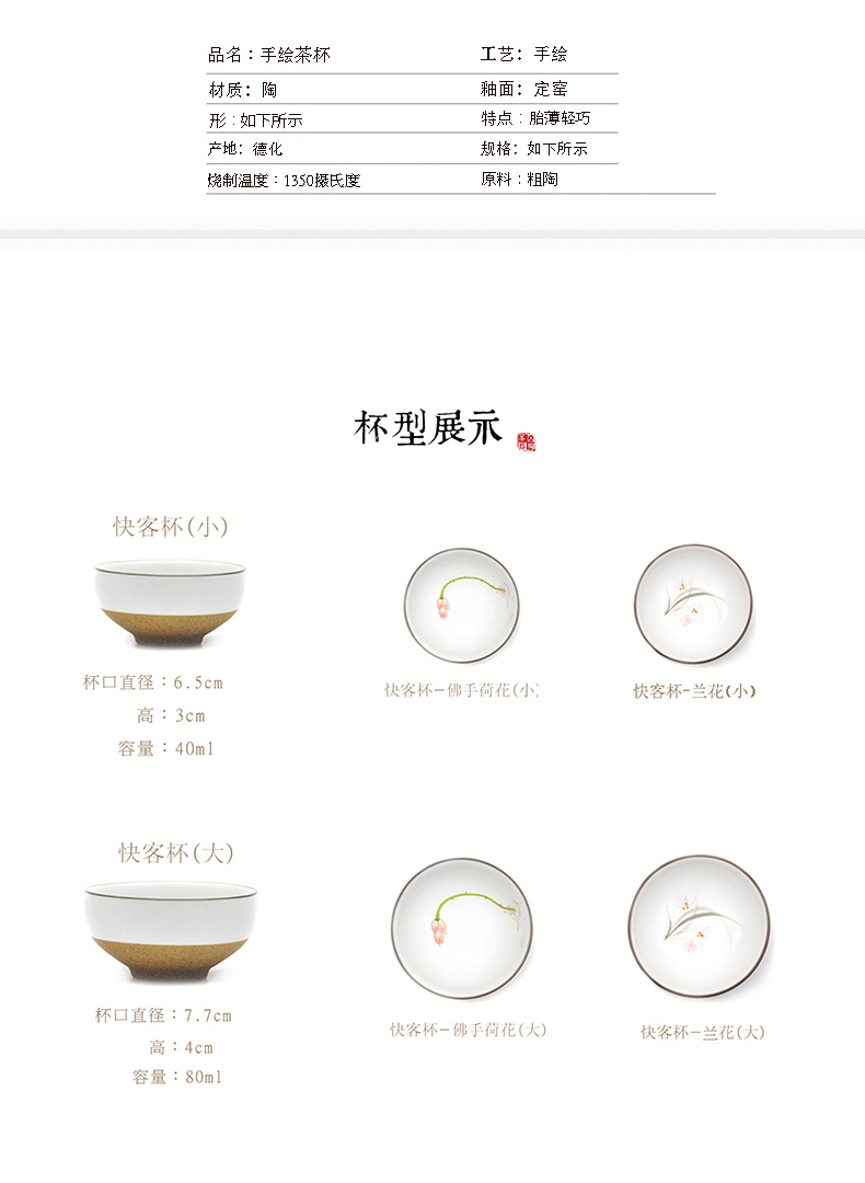 MaiTao jingdezhen hand - made sample tea cup small ceramic cups kung fu your up up with pu - erh tea masters cup