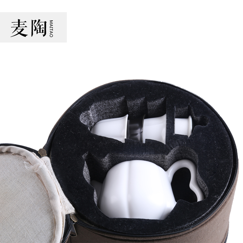 MaiTao creative Japanese cotton and linen travel tea set to receive a bag bag in a pot of three cups of kung fu tea tea cups