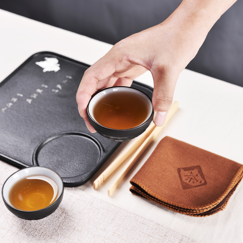MaiTao manually set tin portable travel tea set of black suit kung fu tea set suit ceramic tureen