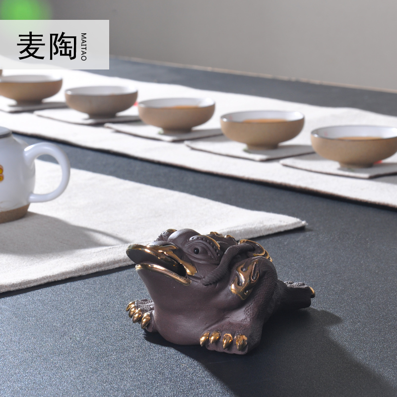 MaiTao three - legged purple golden toad furnishing articles pet mascot yixing ceramic kung fu tea tea set spare parts